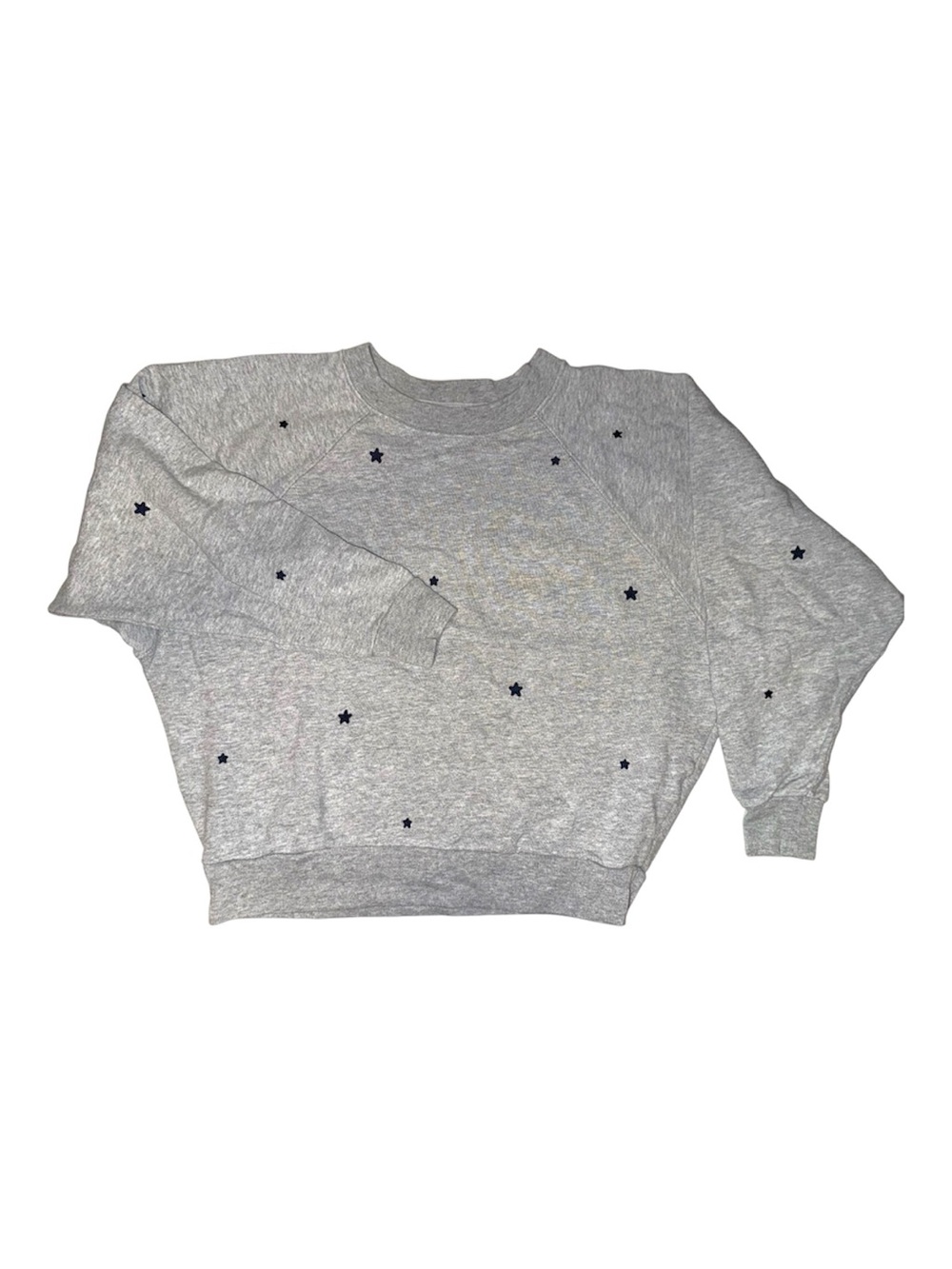 GAP Gray Crewneck Sweatshirt with Embroidered Navy Star Accents XS